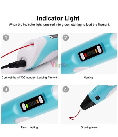 3D Printing Pen wth LCD Display & Free Cords for Printing